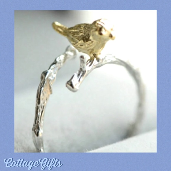New Tiny Little Bird on Tree Branch Twig Ring Adjustable - Picture 5 of 6